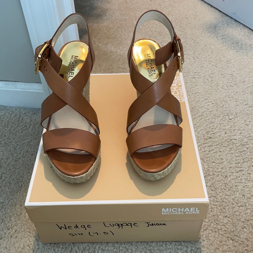 Michale Kors size 7.5 tan wedges